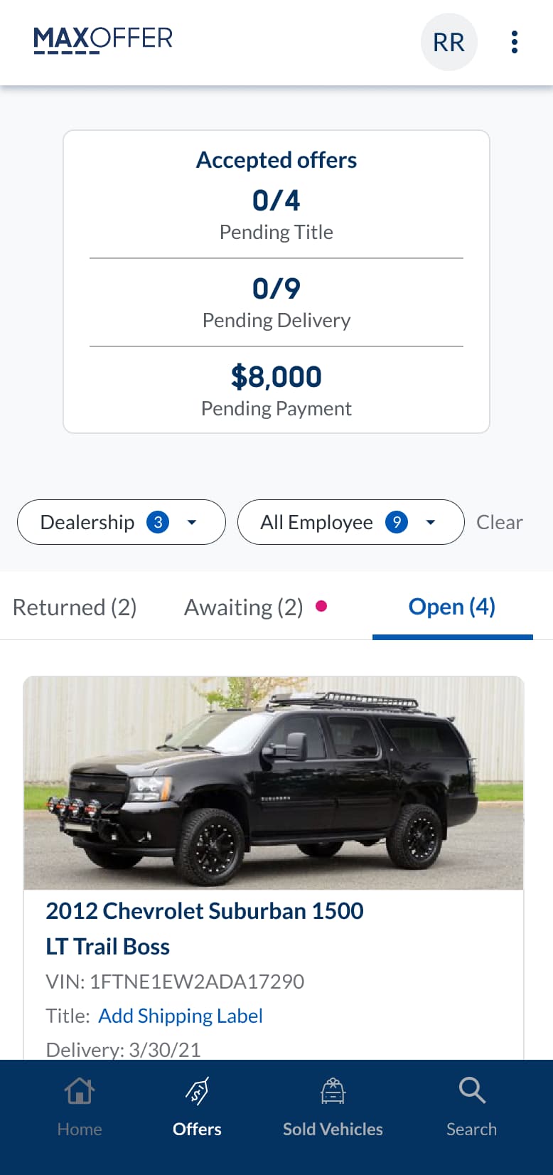 MaxOffer redesign - vehicle view