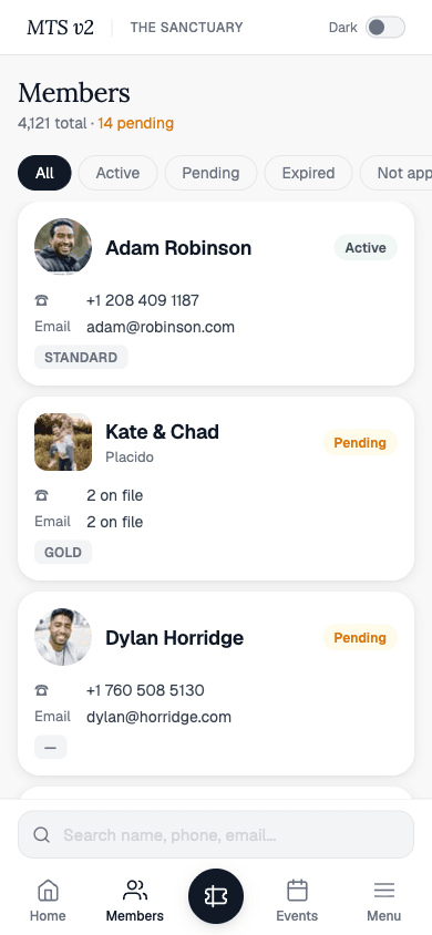 Mobile member list
