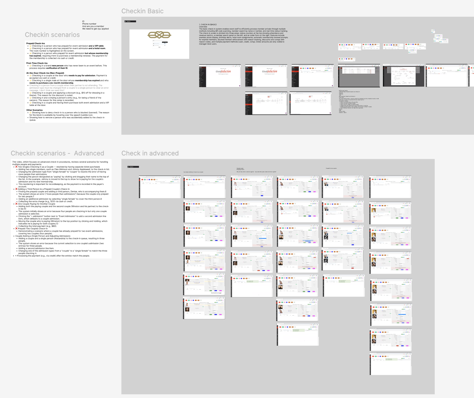 Check-in scenario mapping for couples cases